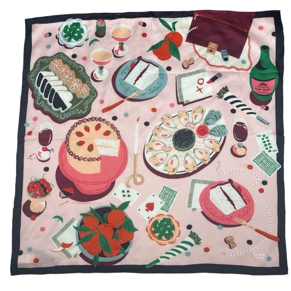 kate spade Accessories - Kate Spade New York Festive Party Silk Square Scarf 34X34 Multi